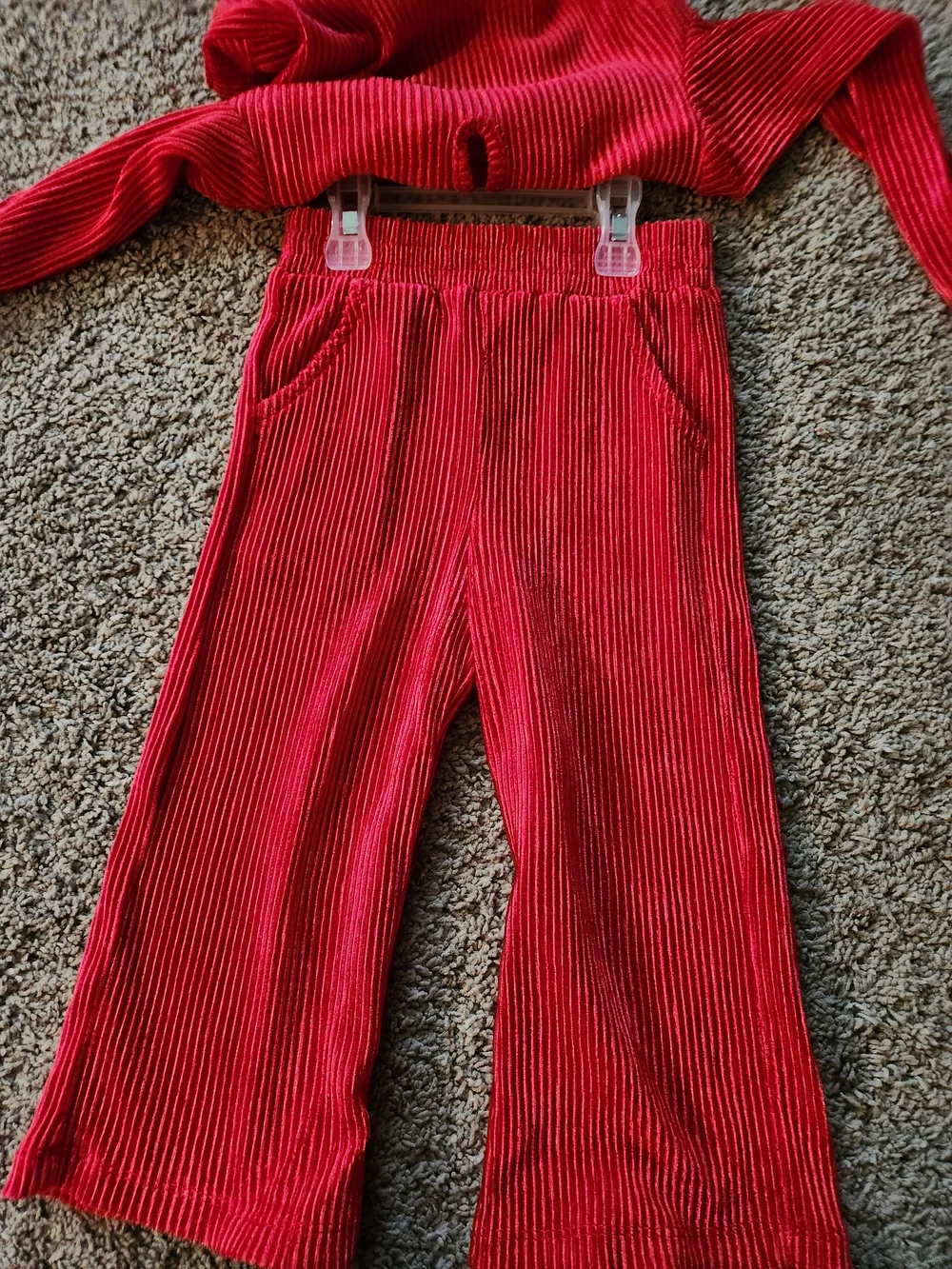 wonder nation Red Ribbed Knot-Front Long Sleeve & Pants Set For Girls Size 3T